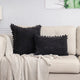 Black Soft Corduroy Cushion Cover Set (1 Square + 1 Rectangular) with Pom Pom Trim - Decorative Throw Pillow Cases for Sofa Couch - Mekamart Australia