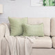 Light Green Soft Corduroy Cushion Cover Set (1 Square + 1 Rectangular) with Pom Pom Trim - Decorative Throw Pillow Cases for Sofa Couch - Mekamart Australia