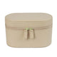 Beige Elegant PU Leather Makeup & Toiletry Bag - Large Capacity Travel Cosmetic Organizer with Brush Holder - Mekamart Australia