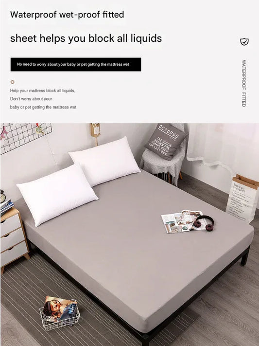 Grey Queen Size Waterproof Fitted Mattress Protector - Soft & Breathable Bed Cover, Hypoallergenic, Deep Pocket (152x190x30cm) - Mekamart Australia