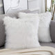 White Luxurious Long Faux Fur Cushion Covers - Set of 2, 45x45cm Soft Plush Decorative Pillowcases for Sofa & Bed - Mekamart Australia