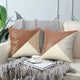 Khaki and Gray Modern Geometric Faux Leather & Cotton-Linen Cushion Covers - Set of 2, 45x45cm Decorative Pillowcases for Sofa & Car - Mekamart Australia