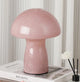 Stripe-Pure Leather Pink Retro Swirl Glass Mushroom Table Lamp - LED Bedside Night Light - Mekamart Australia