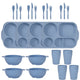 Blue Durable Eco-Friendly Wheat Straw Dinnerware Set - 24 Pieces with Plates, Bowls, Cups & Cutlery - Mekamart Australia