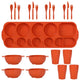 Orange Durable Eco-Friendly Wheat Straw Dinnerware Set - 24 Pieces with Plates, Bowls, Cups & Cutlery - Mekamart Australia