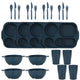 Dark Blue Durable Eco-Friendly Wheat Straw Dinnerware Set - 24 Pieces with Plates, Bowls, Cups & Cutlery - Mekamart Australia