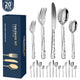 Silver Elegant 20-Piece Stainless Steel Cutlery Set with Floral Design - Dinner & Steak Knives, Forks, Spoons - Mekamart Australia