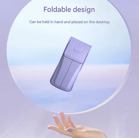 Purple Creative Dual-Head Folding Handheld Fan - USB Rechargeable, 3-Speed Strong Wind, 10.5x4.5x4cm - Mekamart Australia