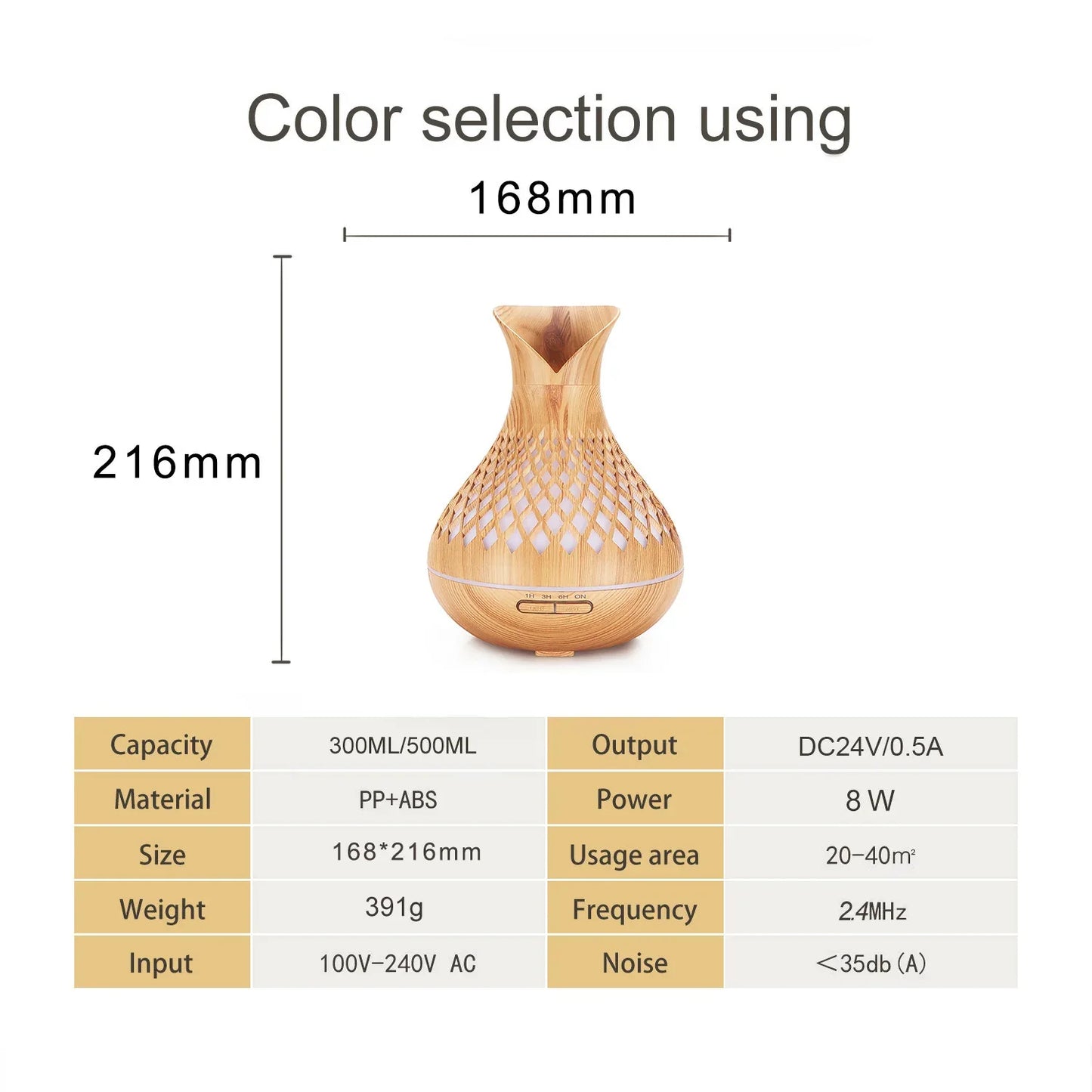 Dark Woodgrain 500ml Wood-Grain Essential Oil Aroma Diffuser with Lattice Design and Humidifier - Mekamart Australia