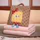 Brown Cartoon Cookie Pillow Blanket 2-in-1 for Winter Car and Office Use - Mekamart Australia