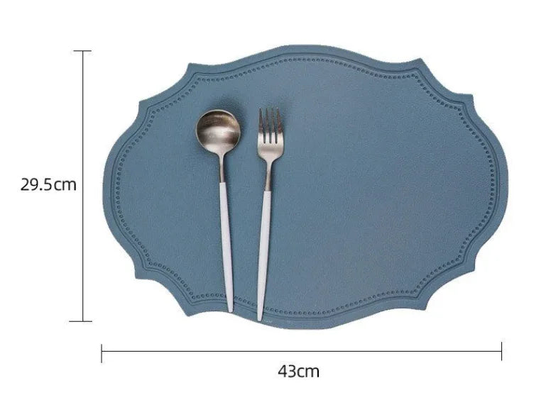 4 pcs Retro Faux Leather Placemat - Waterproof & Oil-Proof Dining Table Mat (Light grey) - Mekamart Australia