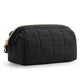 Black Chic Quilted Puffer Makeup Bag - Large Capacity Travel Cosmetic Organizer with Wide Opening - Mekamart Australia