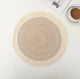 Beige Chic Round Woven Placemats with Tassel Fringe - Set of 4, Cotton Ramie Blend, Heat Resistant Table Mats - Mekamart Australia