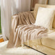 Khaki Elegant Herringbone Tassel Throw Blanket - Large Acrylic Faux Cashmere Soft Cozy Blanket for Sofa, Bed & Decor (130x240cm) - Mekamart Australia