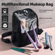 Black Professional Makeup Bag Organizer - Large Capacity Travel Cosmetic Case with Brush Holder, Adjustable Dividers & Shoulder Strap - Mekamart Australia