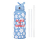 Style 19A Blue and White Plaid Vibrant Fun Print 1L Stainless Steel Insulated Water Bottle - 32oz Large Capacity with Straw Lid & Carry Handle - BPA-Free - Mekamart Australia