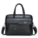 Black Men's PU Leather Briefcase - Vintage Style Laptop Messenger Bag, Crossbody Satchel for Business & Casual - Mekamart Australia