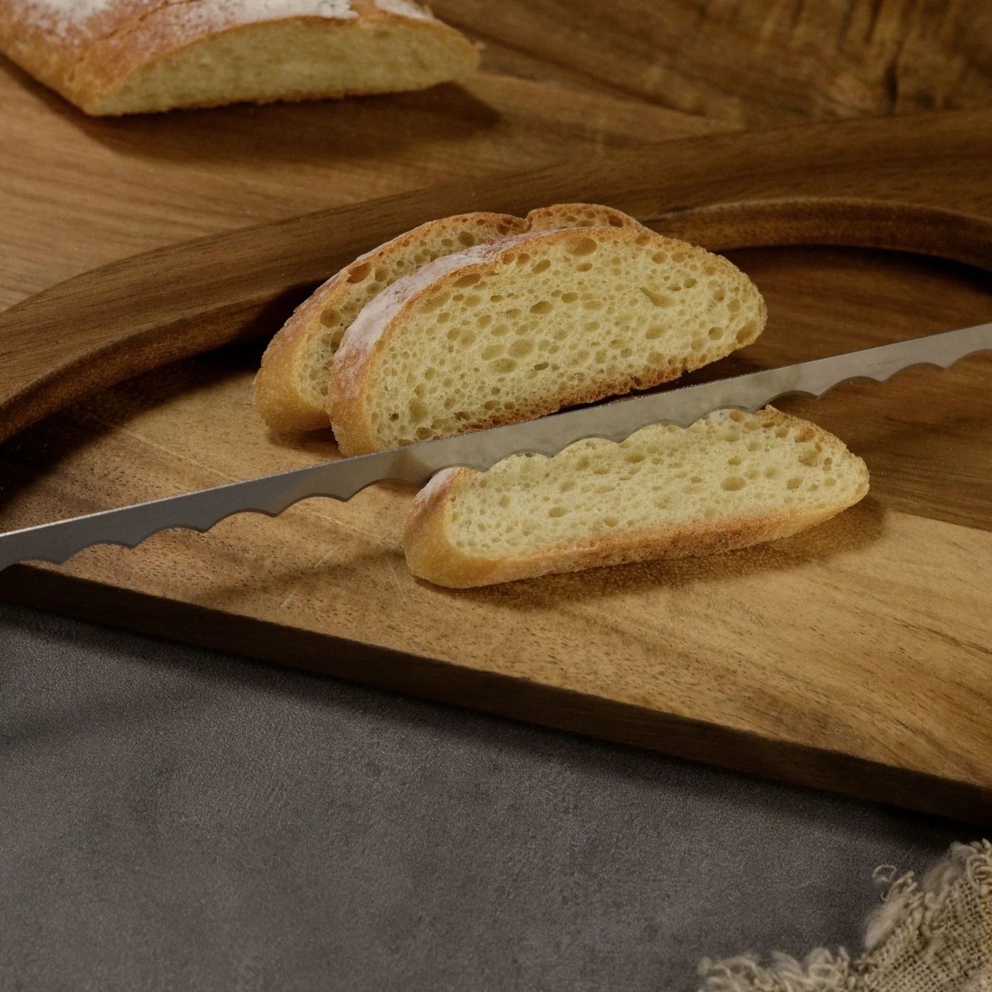 2 Pcs Khaki Artisan Wooden Bread Bow Knife - Serrated Stainless Steel Slicer for Effortless Crumb-Free Cutting - Mekamart Australia