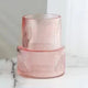 Pink Modern Two-Tier Ribbed Glass Vase - Elegant Cylindrical Flower Centrepiece for Home Decor - Mekamart Australia