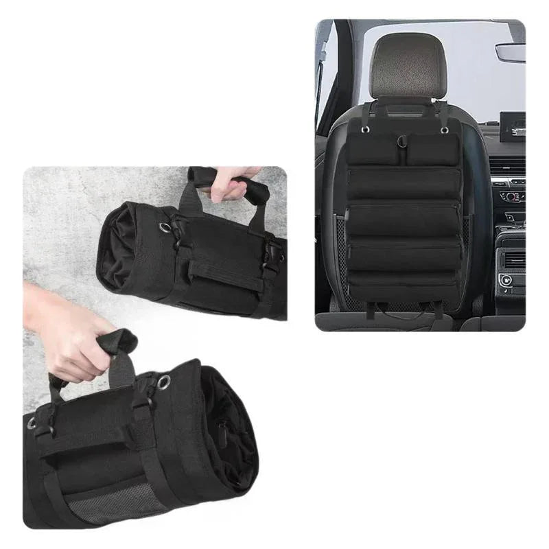 Black Heavy-Duty Tool Organizer Roll with Detachable Pouches - Mekamart Australia