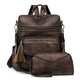 Dark-brown Women's Retro PU Leather Backpack - Dual-Color Tassel Design, Winter High-End Style - Mekamart Australia