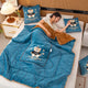 Lake Blue Padded Thickened Hat Bear 2-in-1 Foldable Car Pillow Blanket - Cozy 40x40cm Pillow, Unfolds to 100x150cm Blanket for Travel and Office Naps - Mekamart Australia