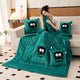 Green Padded and Thickened Elf 2-in-1 Foldable Car Pillow Blanket - Cozy 40x40cm Pillow, Unfolds to 100x150cm Blanket for Travel and Office Naps - Mekamart Australia