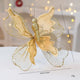 Gold Large Glitter Butterfly Christmas Ornaments (Set of 2) - Clip-On Decorations for Trees & Wreaths - Mekamart Australia