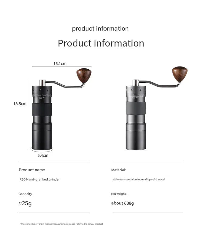 Black Premium 7-Star Manual Coffee Grinder - Portable Bean Mil(R50pro) - Mekamart Australia