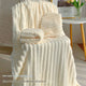White Plush Ribbed Coral Fleece 3-Piece Towel Set - Ultra Soft & Absorbent Bath, Hand Towel and Hair Wrap - Mekamart Australia