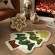 Green Christmas tree style Festive Christmas Shaped Floor Mat - Plush Non-Slip Holiday Accent Rug(Style 3) - Mekamart Australia