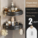Two layers of elegant black Premium No-Drill Corner Shower Caddy - Thickened ABS Bathroom Storage Shelf with Hooks, Quick Wall Mount Organiser - Mekamart Australia