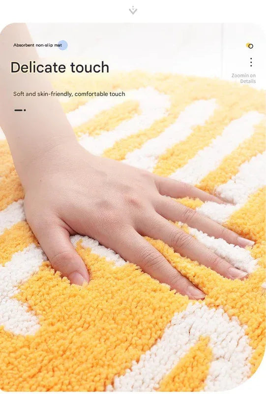Super Absorbent Microfiber Bath Mat - Non-Slip TPR Backing, Machine Washable, Fun Fruit Designs(Pink peach 55*63cm) - Mekamart Australia