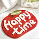 Super Absorbent Microfiber Bath Mat - Non-Slip TPR Backing, Machine Washable, Fun Fruit Designs(Red apple 50*60cm) - Mekamart Australia