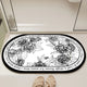 Elegant Floral Print Absorbent Floor Mat - Quick Dry, Non-Slip, Easy Clean Bathroom & Entryway Rug(Black and White) - Mekamart Australia