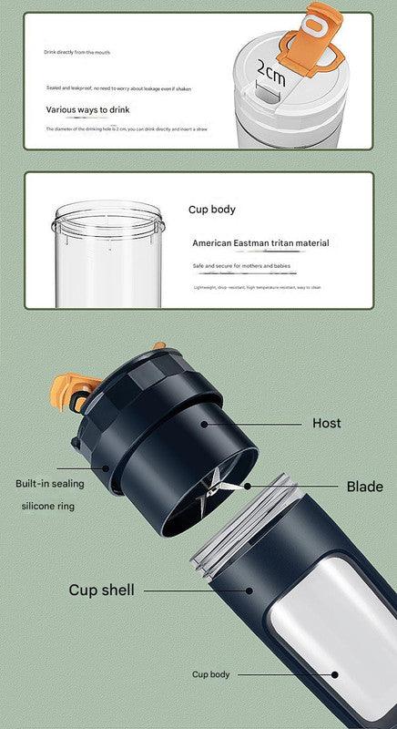 Large 600ML Portable Blender - USB-C Rechargeable Smoothie Maker with 4 Stainless Steel Blades(white) - Mekamart Australia