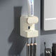 Automatic Toothpaste Dispenser with UVC Toothbrush Sterilizer & Holder - Wall Mounted, Rechargeable(Beige) - Mekamart Australia