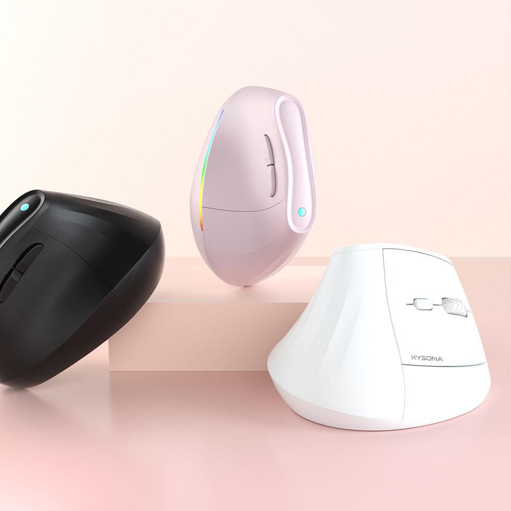 Ergonomic Vertical Mouse - Multi-Device Bluetooth5.0 & 2.4G Wireless, Adjustable DPI, Silent Click(white)