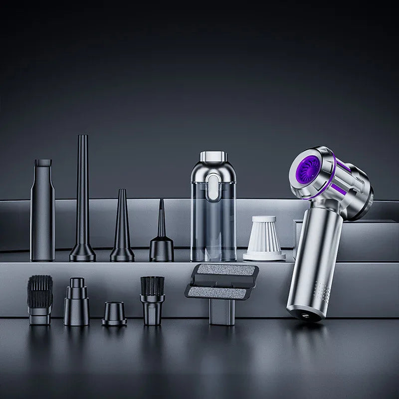 Silver and Purple 4-in-1 Cordless Handheld Vacuum Cleaner - Powerful 16KPa Suction with Brushless Motor, Blower & Air Pump - Mekamart Australia