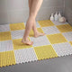 White And Yellow DIY Interlocking Non-Slip Floor Tiles - 12-Pack PVC Drainage Mat for Shower & Bathroom Safety - Mekamart Australia