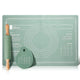 Green 3-Piece Silicone Baking Set - Non-Stick Pastry Mat with Measurements, Rolling Pin & Dough Scraper - Mekamart Australia