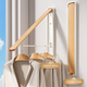 2 Pack White and Brown Wall Mounted Foldable Clothes Hanger Rack - Retractable Space Aluminium Drying Airer for Laundry & Balcony - Screw Mount Hardware Included