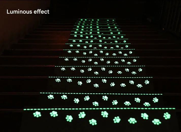 3-Pack Brown Non-Slip Luminous Stair Treads - Self-Adhesive Pet Paw Print Stair Mats 55x22x4.5cm - Mekamart Australia