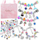 93 Piece DIY Charm Bracelet and Necklace Making Kit for Girls Creative Jewelry Craft Set with Rainbow Beads and Silver Pendants Ideal Kids Gift - Mekamart Australia