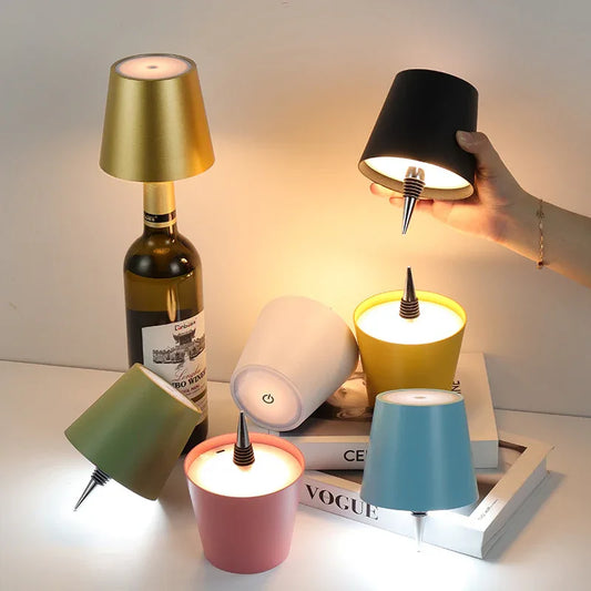 Green Cordless Tri-Color Wine Bottle LED Lamp - Mekamart Australia