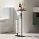 2-in-1 Freestanding Toilet Paper Holder - Thick Carbon Steel with Matte Black Finish, Storage Top and 2 * Paper Roll Holder - Mekamart Australia