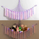 Purple Corner Plush Toy Organizer (100x100x150cm) with Ribbon Accent & Installation Kit - Handwoven Cotton Mesh Toy Storage Hammock - Mekamart Australia