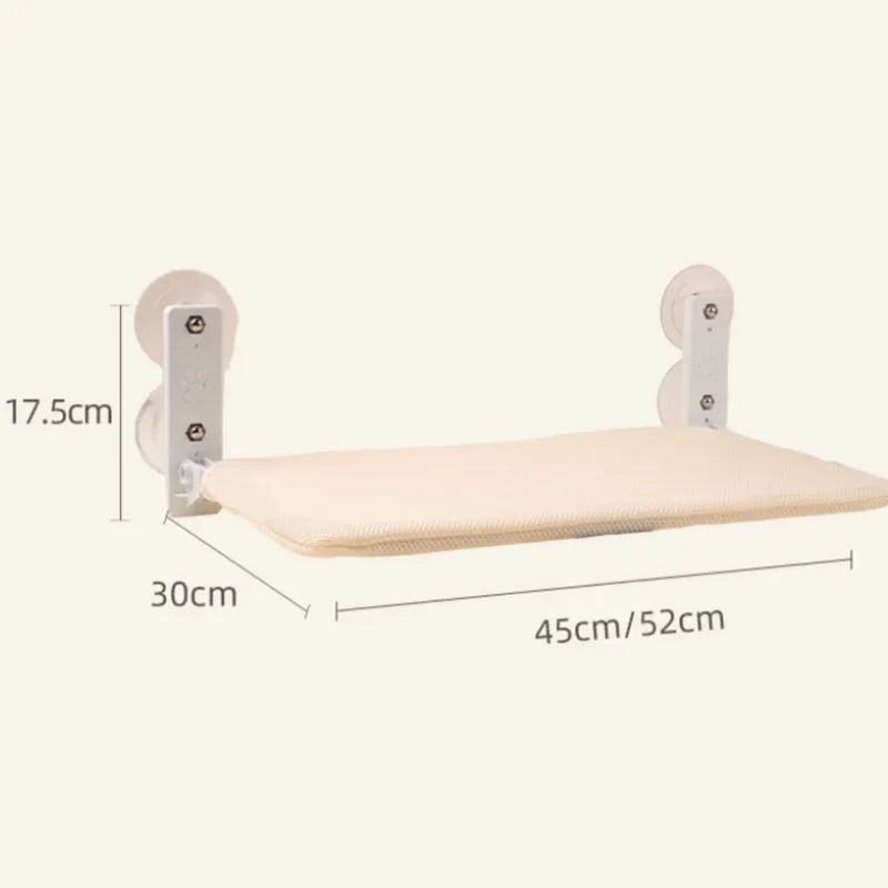 Foldable Window Thickened Plush Cat Perch(52 x 30 cm) - Warm Soft Plush Hammock with Strong 85mm Dual Suction Cups for Indoor Pets - Mekamart Australia