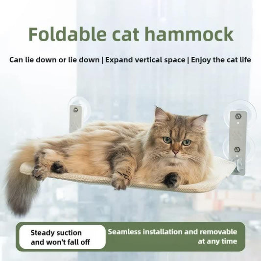Foldable Window Beige Breathable Mesh Cat Perch(52 x 30 cm) - Cat Hammock with 85mm Strong Dual Suction Cups for Indoor Cats - Mekamart Australia