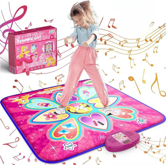 Blue Wireless Kids Electronic Princess Dance Mat & Music Playmat(90x108CM) - 7 Modes Foot Game Pad Toy with Digital Score Display - Mekamart Australia